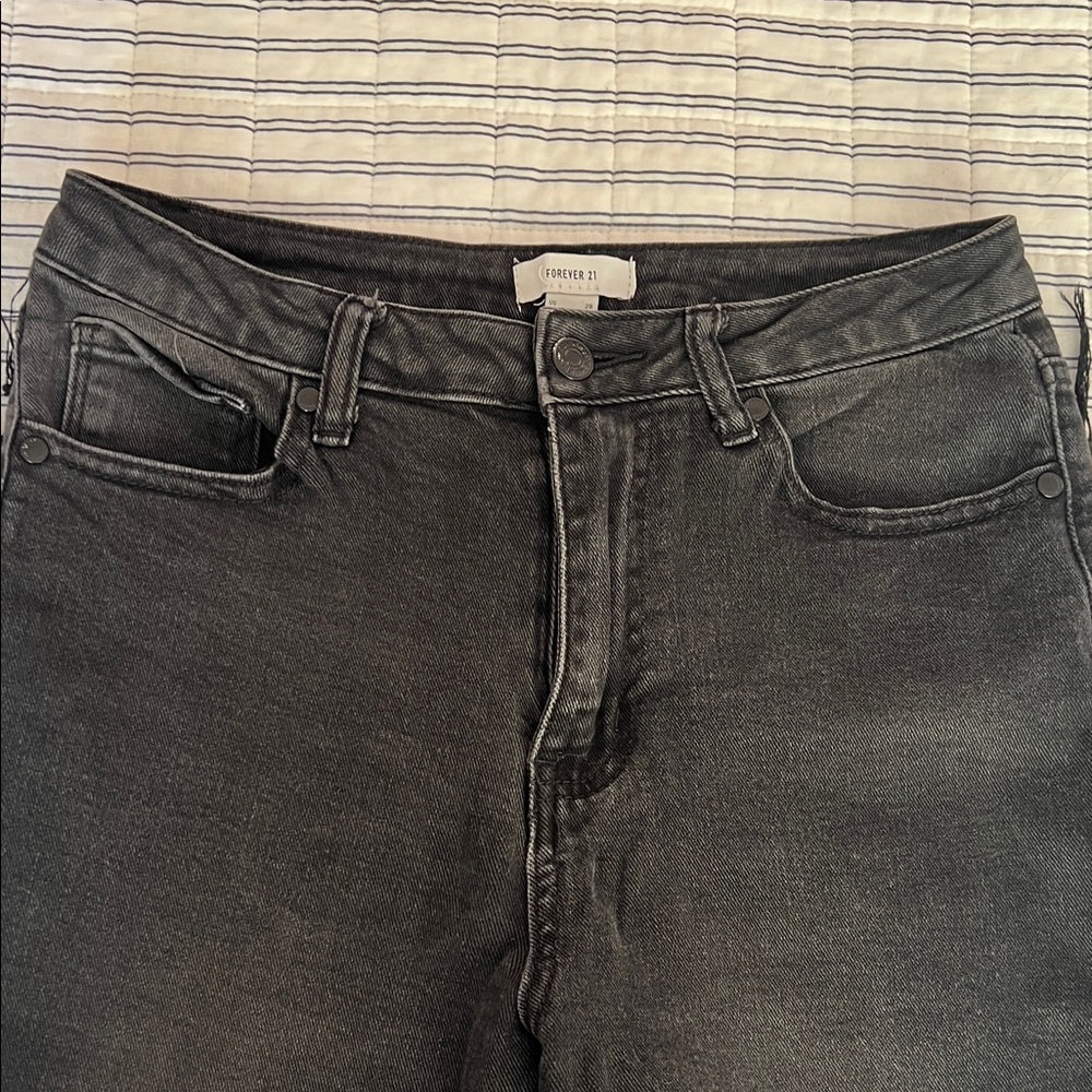 Forever 21 Distressed Black Ankle Jeans